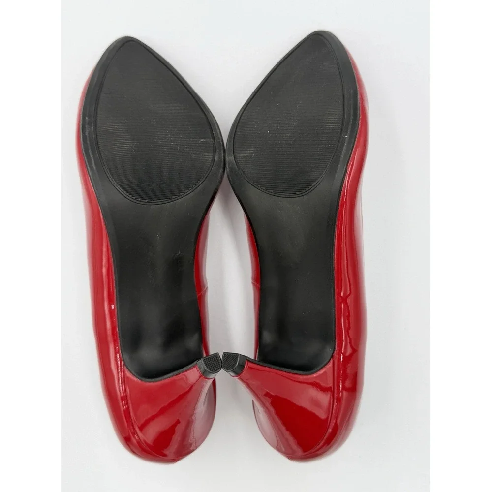 New Directions Dahlia Red Patent Pumps Women's 8.5 Pointed Toe Heel 3
